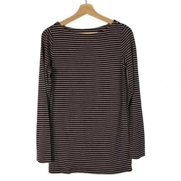 Gap Maternity Purple Stripe Modern Long Sleeve Boatneck Top M - Picture 1 of 3